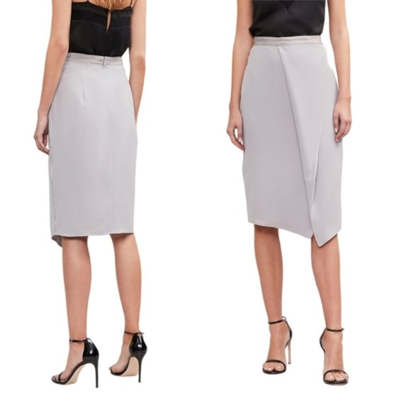 Reiss Dresses & Skirts - Reiss Sidney Satin Wrap Front Pencil Skirt Size 2